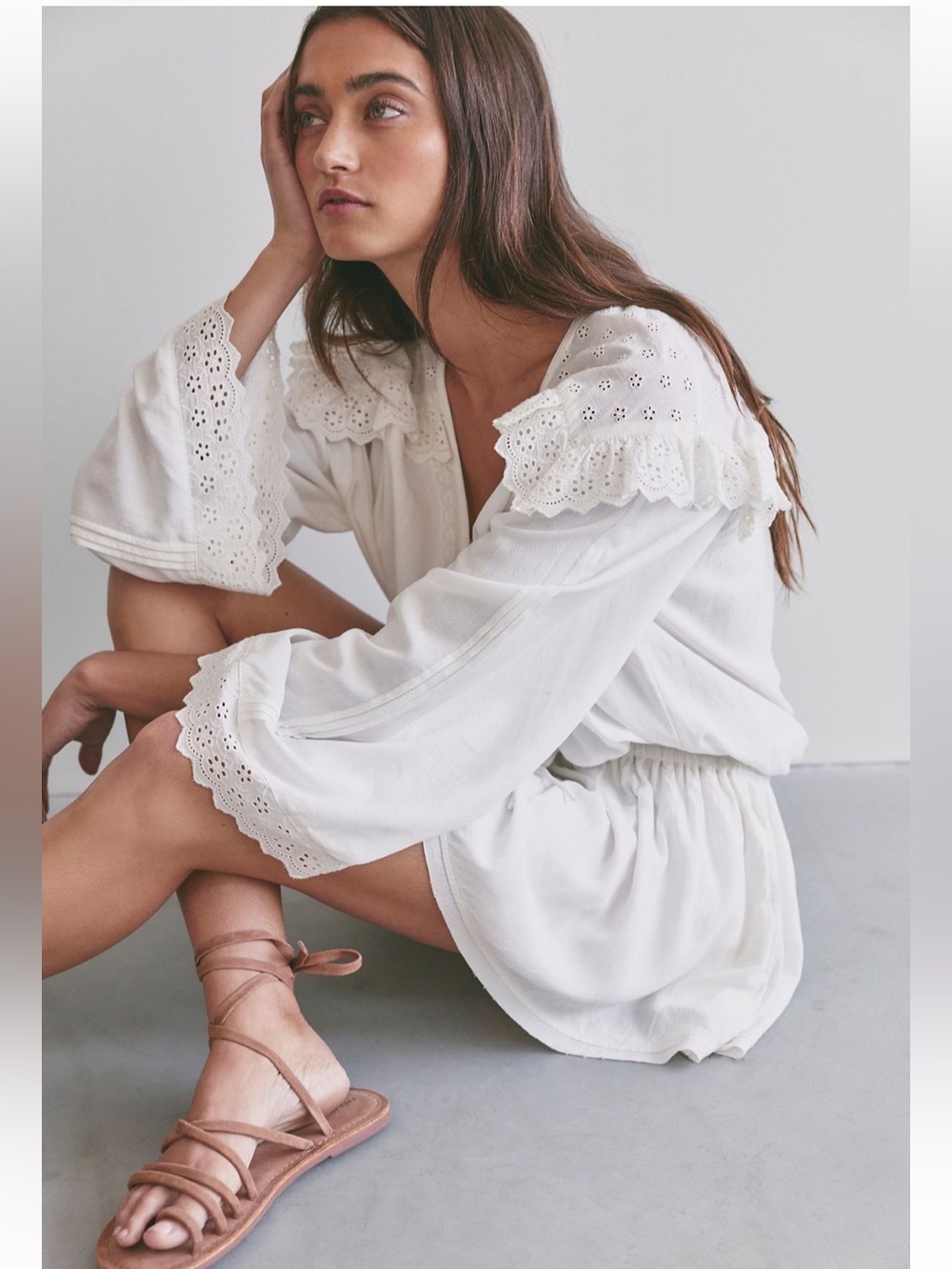Free People  Boho Eyelet Mini Dress Sz-S